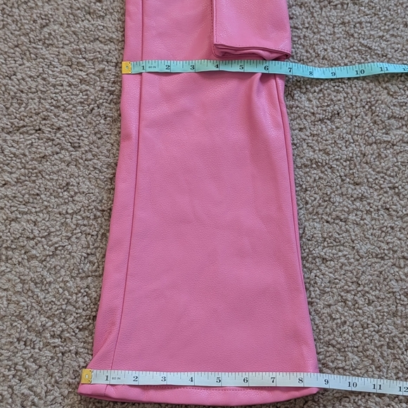 Valabasas Pink Stacked Banjo Rose Faux Leather Flare Jeans Size 32 - Picture 15 of 15